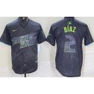 Men's Tampa Bay Rays #2 Yandy Diaz Charcoal 2024 City Connect Limited Cool Base Jersey