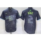 Men's Tampa Bay Rays #2 Yandy Diaz Charcoal 2024 City Connect Player Number Limited Cool Base Jersey