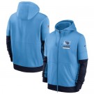 Men's Tennessee Titans Blue Sideline Impact Lockup Performance Full Zip Pullover Hoodie