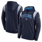 Men's Tennessee Titans Navy Gray Sideline Athletic Stack Performance Pullover Hoodie