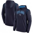 Men's Tennessee Titans Navy Sideline Athletic Stack Performance Pullover Hoodie