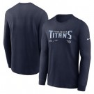 Men's Tennessee Titans Navy Sideline Infograph Lock Up Performance Long Sleeve T Shirt