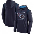 Men's Tennessee Titans Navy Sideline Logo Performance Pullover Hoodie