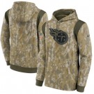 Men's Tennessee Titans Olive 2021 Salute To Service Therma Performance Pullover Hoodie