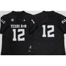 Men's Texas A&M Aggies #12 Black College Football Jersey