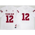 Men's Texas A&M Aggies #12 White College Football Jersey