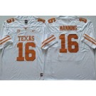 Men's Texas Longhorns #16 Arch Manning White College Football Jersey