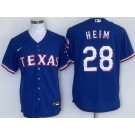 Men's Texas Rangers #28 Jonah Heim Royal Team Logo Cool Base Jersey