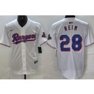 Men's Texas Rangers #28 Jonah Heim White 2024 Gold Collection Limited Cool Base Jersey