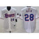 Men's Texas Rangers #28 Jonah Heim White 2024 Gold Collection Player Number Limited Cool Base Jersey