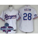 Men's Texas Rangers #28 Jonah Heim White Team Logo 2023 World Series Champions Cool Base Jersey