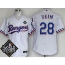Men's Texas Rangers #28 Jonah Heim White Team Logo 2023 World Series Cool Base Jersey
