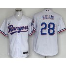 Men's Texas Rangers #28 Jonah Heim White Team Logo Cool Base Jersey