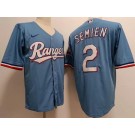 Men's Texas Rangers #2 Marcus Semien Light Blue Team Logo Cool Base Jersey