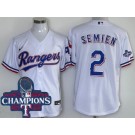 Men's Texas Rangers #2 Marcus Semien White Team Logo 2023 World Series Champions Cool Base Jersey