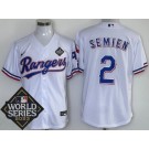 Men's Texas Rangers #2 Marcus Semien White Team Logo 2023 World Series Cool Base Jersey