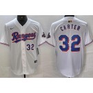 Men's Texas Rangers #32 Evan Carter White 2024 Gold Collection Player Number Limited Cool Base Jersey