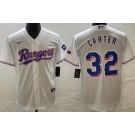 Men's Texas Rangers #32 Evan Carter White Team Logo Cool Base Jersey
