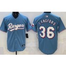 Men's Texas Rangers #36 Wyatt Langford Light Blue Limited Jersey