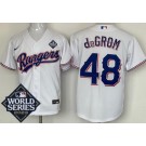 Men's Texas Rangers #48 Jacob deGrom White 2023 World Series Cool Base Jersey