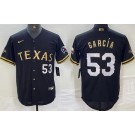 Men's Texas Rangers #53 Adolis Garcia Black Gold Player Number Cool Base Jersey