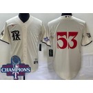 Men's Texas Rangers #53 Adolis Garcia Cream City 2023 World Series Champions Cool Base Jersey