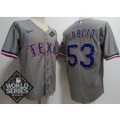 Men's Texas Rangers #53 Adolis Garcia Gray Team Logo 2023 World Series Cool Base Jersey