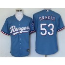 Men's Texas Rangers #53 Adolis Garcia Light Blue Team Logo Cool Base Jersey