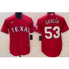 Men's Texas Rangers #53 Adolis Garcia Red Team Logo Cool Base Jersey