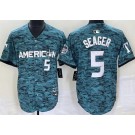 Men's Texas Rangers #5 Corey Seager Aqua 2023 All Star Cool Base Jersey