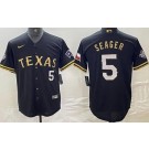 Men's Texas Rangers #5 Corey Seager Black Gold Player Number Cool Base Jersey