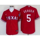 Men's Texas Rangers #5 Corey Seager Red Team Logo Cool Base Jersey