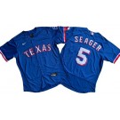 Men's Texas Rangers #5 Corey Seager Royal Authentic Jersey