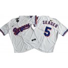 Men's Texas Rangers #5 Corey Seager White 2024 Gold Collection Left Patch Limited Cool Base Jersey