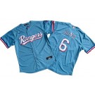 Men's Texas Rangers #6 Josh Jung Light Blue Team Logo Cool Base Jersey
