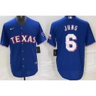 Men's Texas Rangers #6 Josh Jung Royal Team Logo Cool Base Jersey