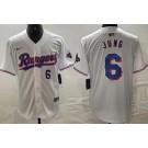 Men's Texas Rangers #6 Josh Jung White 2024 Gold Collection Player Number Limited Cool Base Jersey