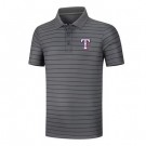 Men's Texas Rangers Anthracite Collection Striped Performance Pique Polo