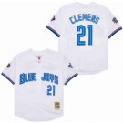 Men's Toronto Blue Jays #21 Roger Clemens White Throwback Jersey