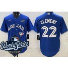 Men's Toronto Blue Jays #22 Ernie Clement Blue 2025 World Series Cool Base Jersey
