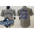 Men's Toronto Blue Jays #22 Ernie Clement Gray 2025 World Series Cool Base Jersey