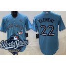 Men's Toronto Blue Jays #22 Ernie Clement Light Blue 2025 World Series Cool Base Jersey