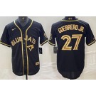 Men's Toronto Blue Jays #27 Vladimir Guerrero Jr Black Gold Cool Base Jersey