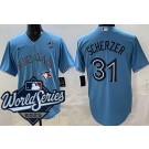 Men's Toronto Blue Jays #31 Max Scherzer Light Blue 2025 World Series Cool Base Jersey