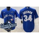 Men's Toronto Blue Jays #34 Kevin Gausman Blue 2025 World Series Cool Base Jersey