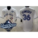 Men's Toronto Blue Jays #36 Davis Schneider White 2025 World Series Cool Base Jersey