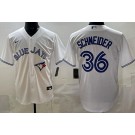 Men's Toronto Blue Jays #36 Davis Schneider White Cool Base Jersey