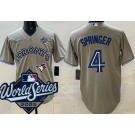 Men's Toronto Blue Jays #4 George Springer Gray 2025 World Series Cool Base Jersey
