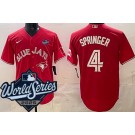 Men's Toronto Blue Jays #4 George Springer Red 2025 World Series Cool Base Jersey