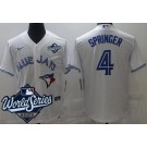 Men's Toronto Blue Jays #4 George Springer White 2025 World Series Cool Base Jersey